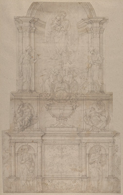 ミケランジェロ《ユリウス二世墓廟の素描》
